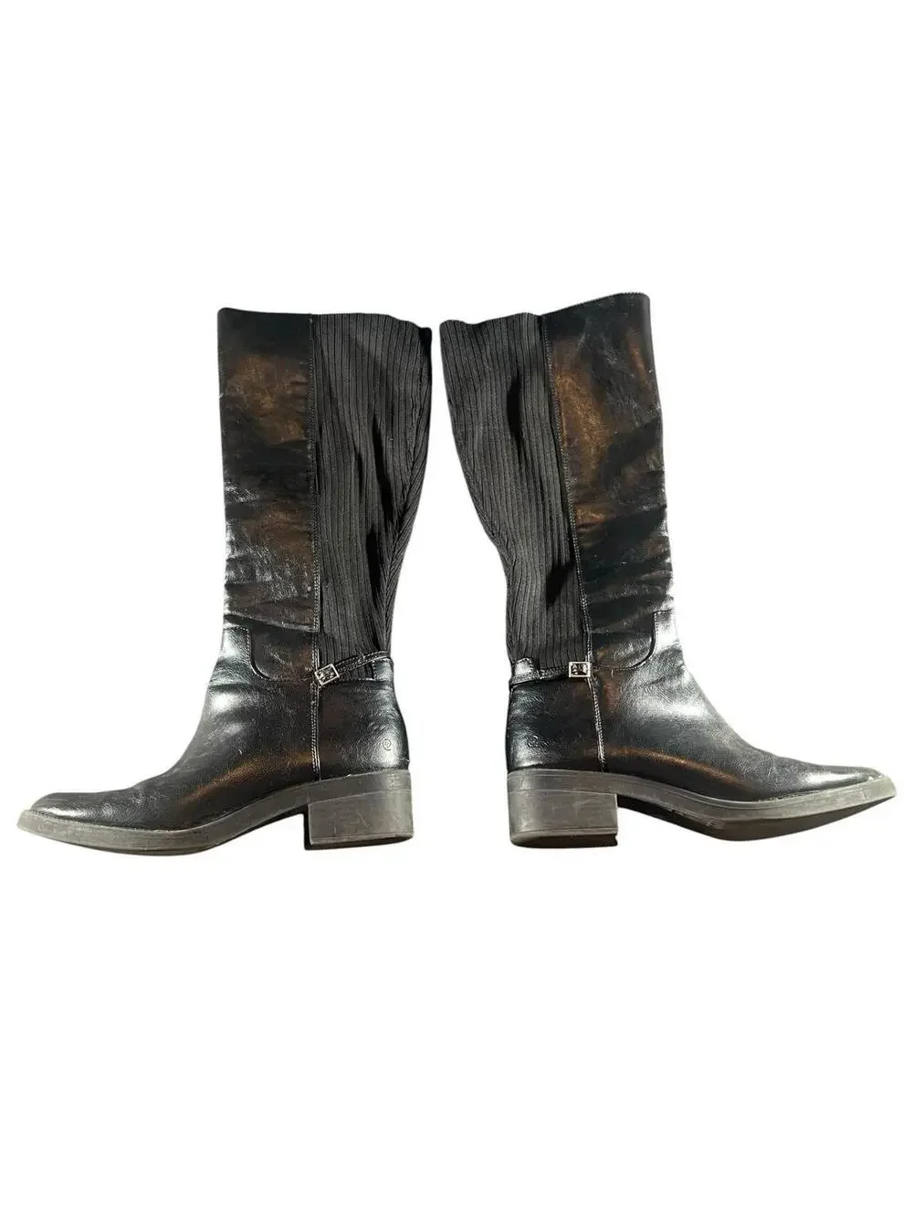 Life Stride Black Knee High Stretch Panel Buckle Boots